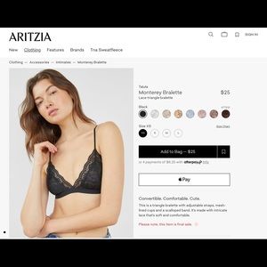 Talula
Monterey Bralette
Lace triangle bralette